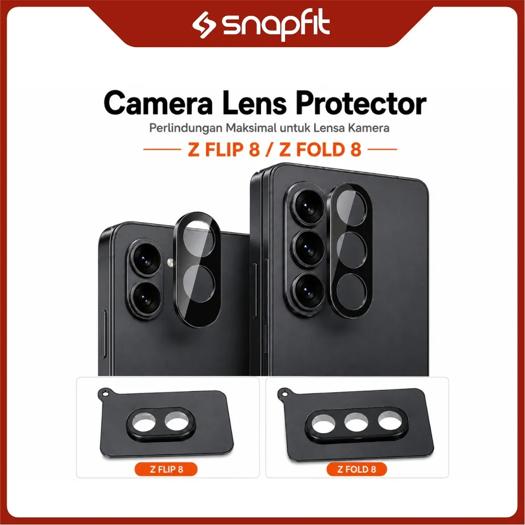 SNAPFIT Lens Camera Samsung Galaxy Z Fold 8 Ultra Fold 8 Wide Anti Gores Tempered Glass Lens Shield Pelindung Kamera — Black / Fold 8 (Wide)