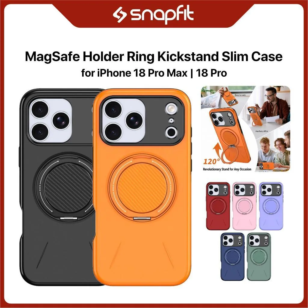 SNAPFIT Case iPhone 18 Pro Max 18 Pro Camera Protection Ring Holder MagSafe Shockproof — Black / iPhone 18 Pro