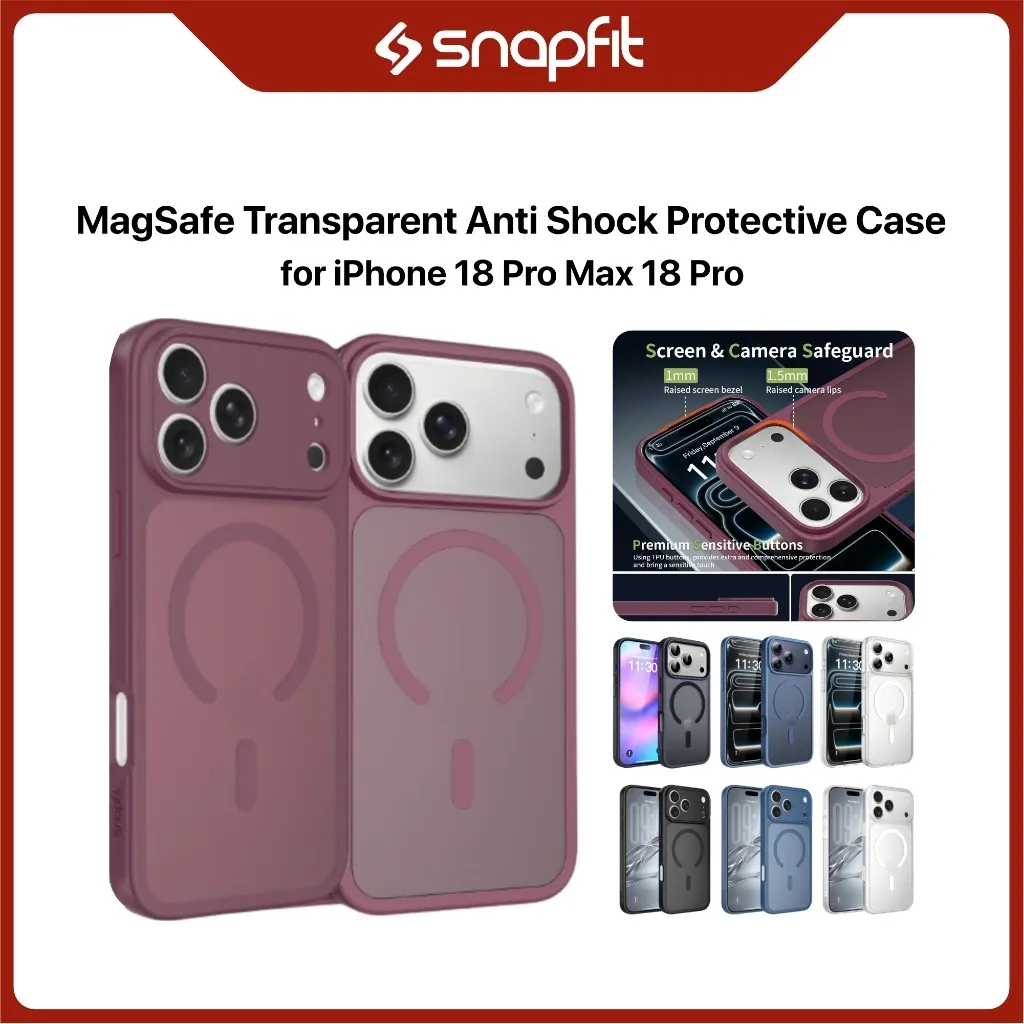 SNAPFIT Case iPhone 18 Pro Max 18 Pro Premium MagSafe Anti Shock Transparent Case — Protect Black / Iphone 18 Pro Max