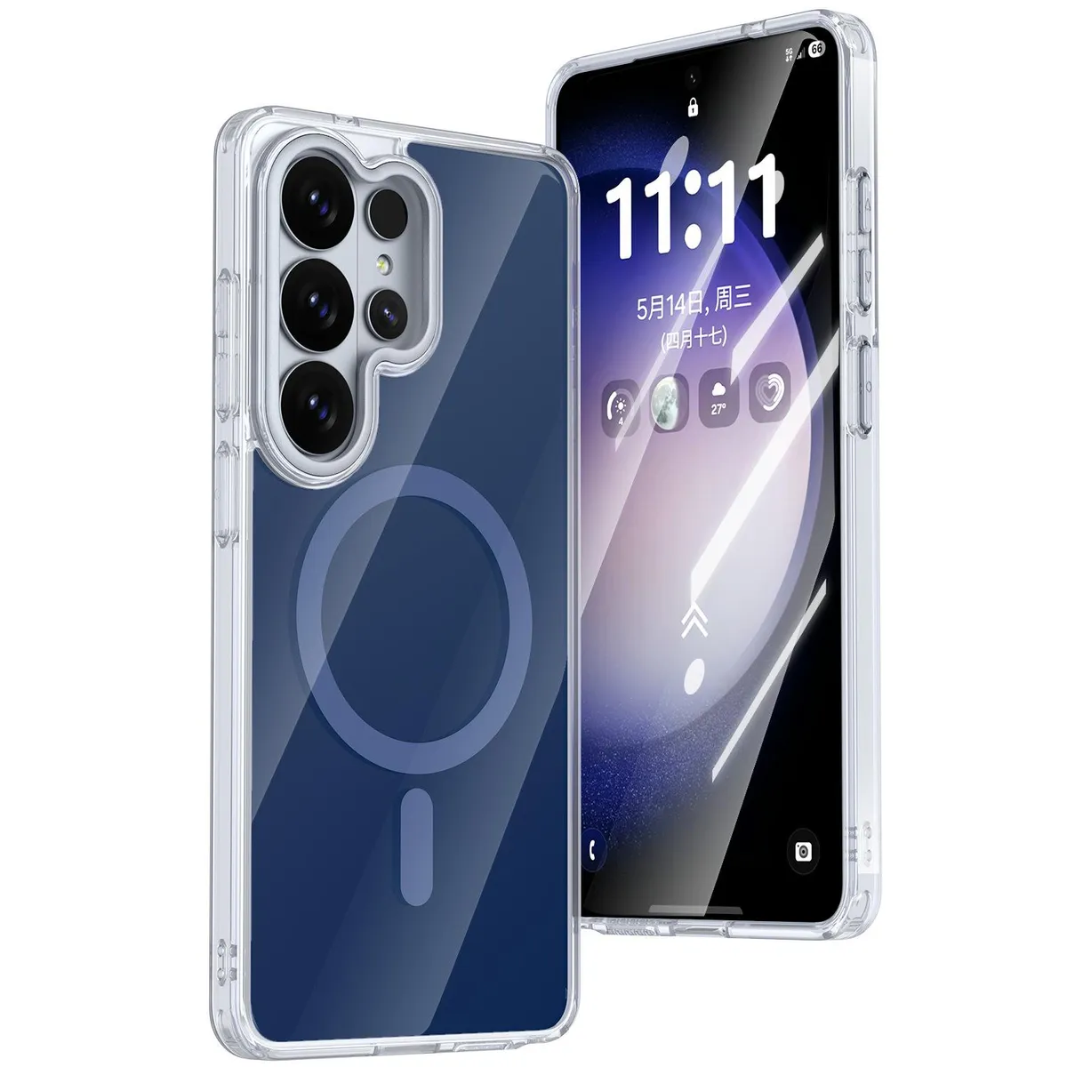 SNAPFIT Case Compatible With Samsung Galaxy S26 Ultra Magsafe Magnetic Cloud Mirror — Blue / S26