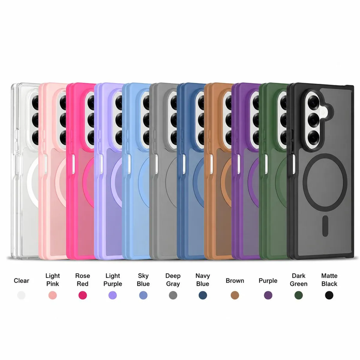 Case Samsung Galaxy Z Fold8 Fold 8 Ultra MagSafe 360° Ring Frosted Clear Shockproof Anti Yellowing Magnetic Ring Premium — Matte Clear