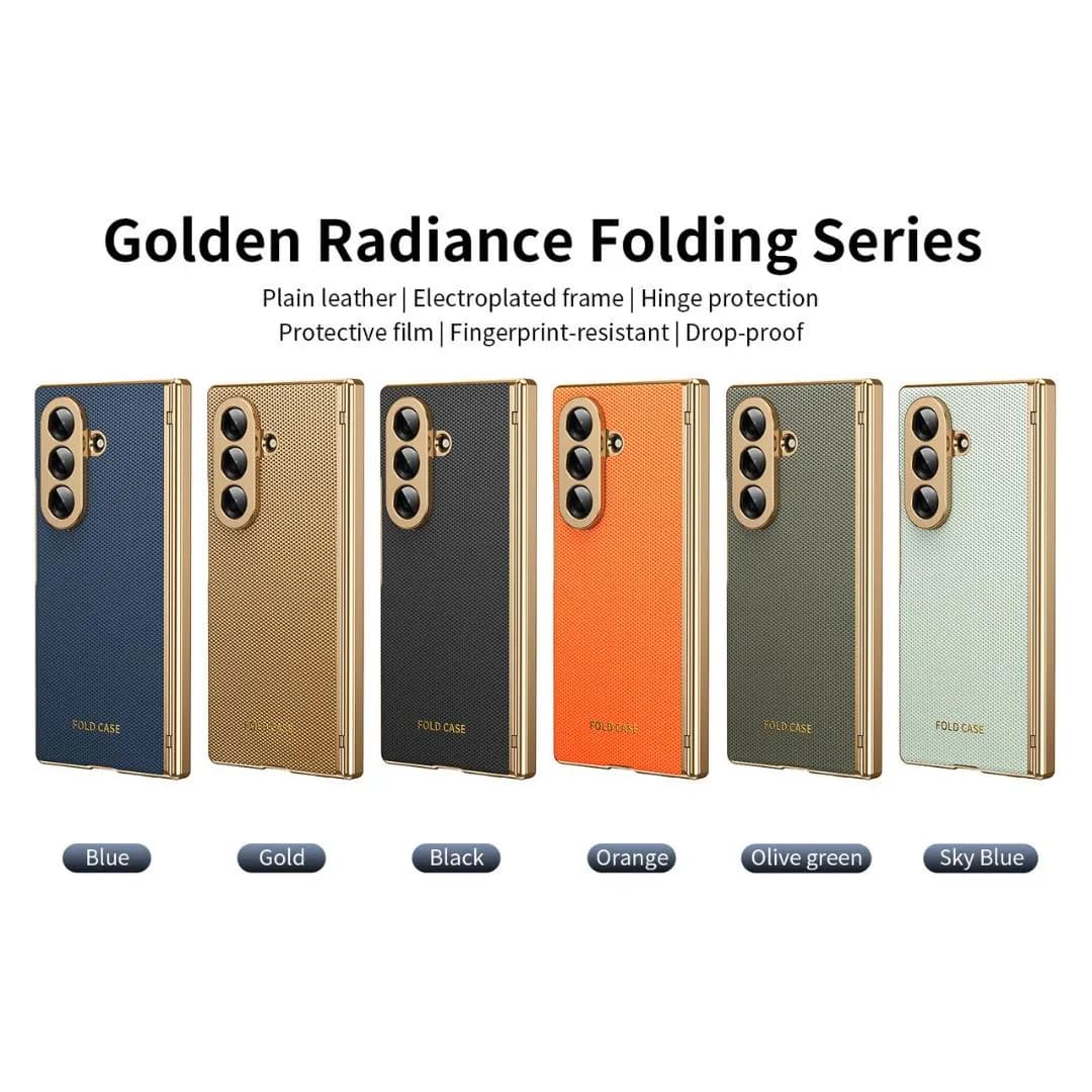 SNAPFIT Case Compatible With Samsung Galaxy Z Fold8 Fold 8 Ultra Electroplated Leather Diamond Pattern Built In Screen Protector ā Black