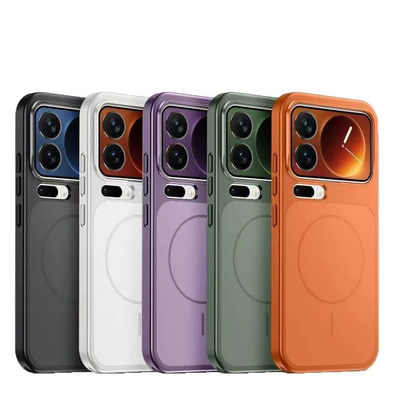 SNAPFIT Case Compatible for Xiaomi 17 Pro SNAPFIT MagSafe Magnetic Frosted Magnetic Tempered Glass Back Protective Cover Casing - Primary Focuss — Orange / Xiaomi 17 Pro