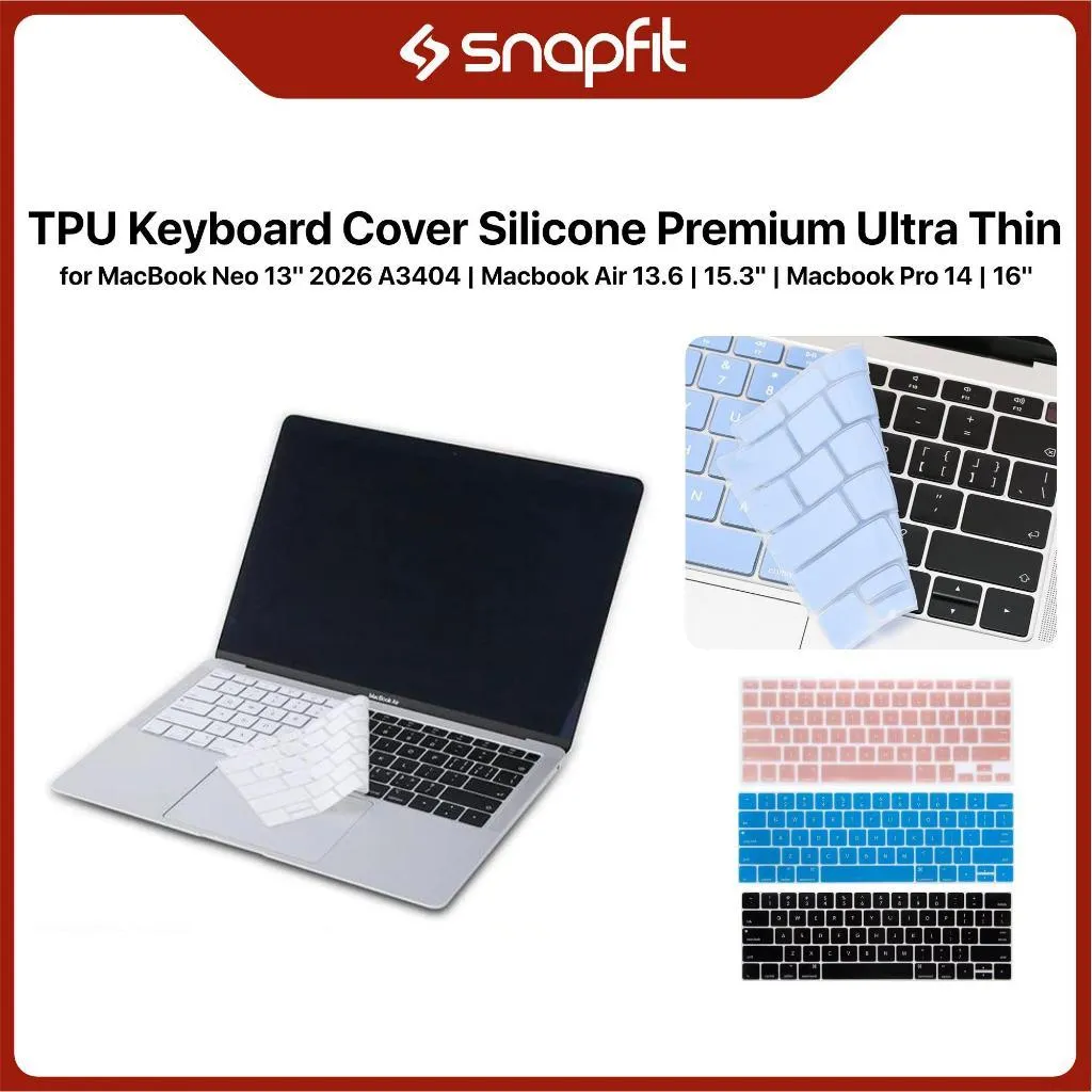SNAPFIT TPU Keyboard Cover Compatible With MacBook Neo 13 Inch 2026 A3404 Macbook Air 13.6 15.3 Inch Macbook Pro 14 16 Inch Premium Silicone Ultra Thin Anti Debu Anti Air Pelindung Keyboard — Silicone Rose Gold