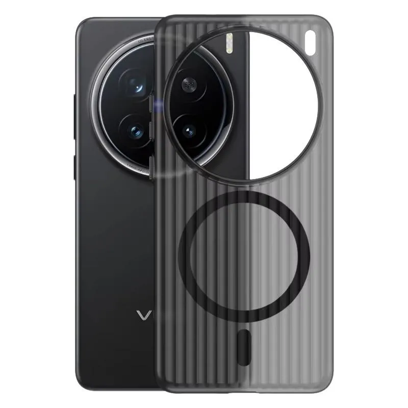 SNAPFIT Case Compatible for Vivo X300 Pro Vivo X200 Pro 5G SNAPFIT Ultra Thin Corrugated Pattern Matte Magnetic MagSafe Anti-slip Protective Back Cover Casing - Primary Focuss ā Magsafe Matte Black / Vivo X300 Pro
