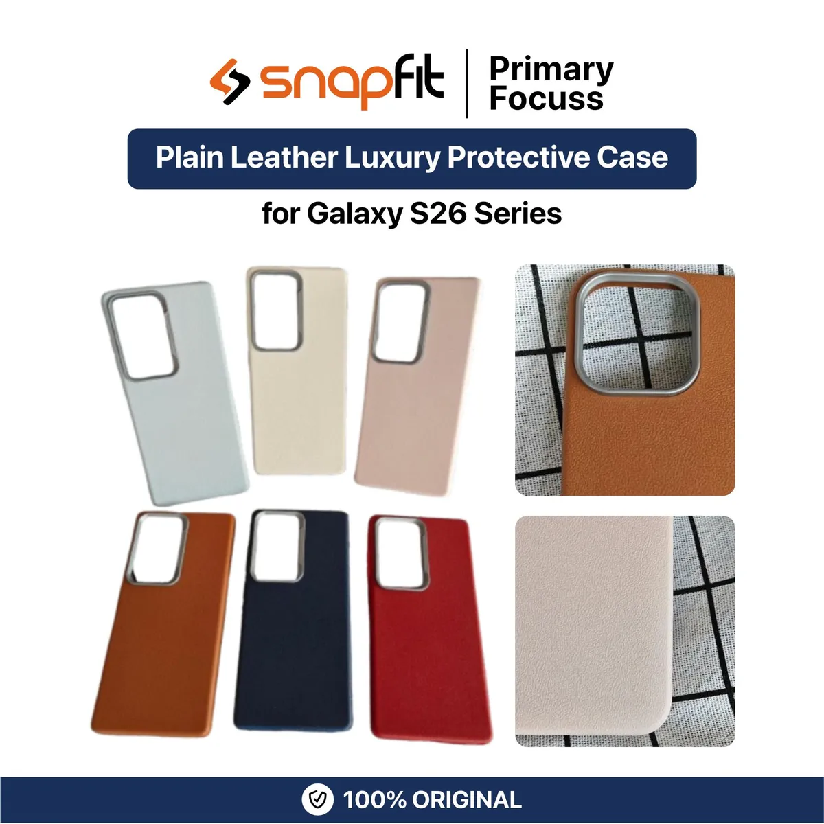 SNAPFIT Case for Samsung S26 / S26 Ultra SNAPFIT Plain Leather Luxury Protective Cover Casing - Primary Focuss ā Black / S26 Ultra