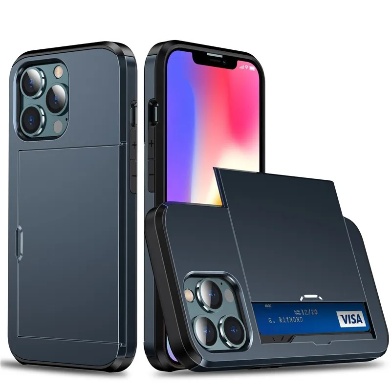 Case iPhone 18 Pro Max 18 Pro Card Holder Sliding Wallet Anti Shock Premium Hard PC Soft TPU Pelindung Kamera Anti Bentur Shockproof — Black / iPhone 18 Pro Max