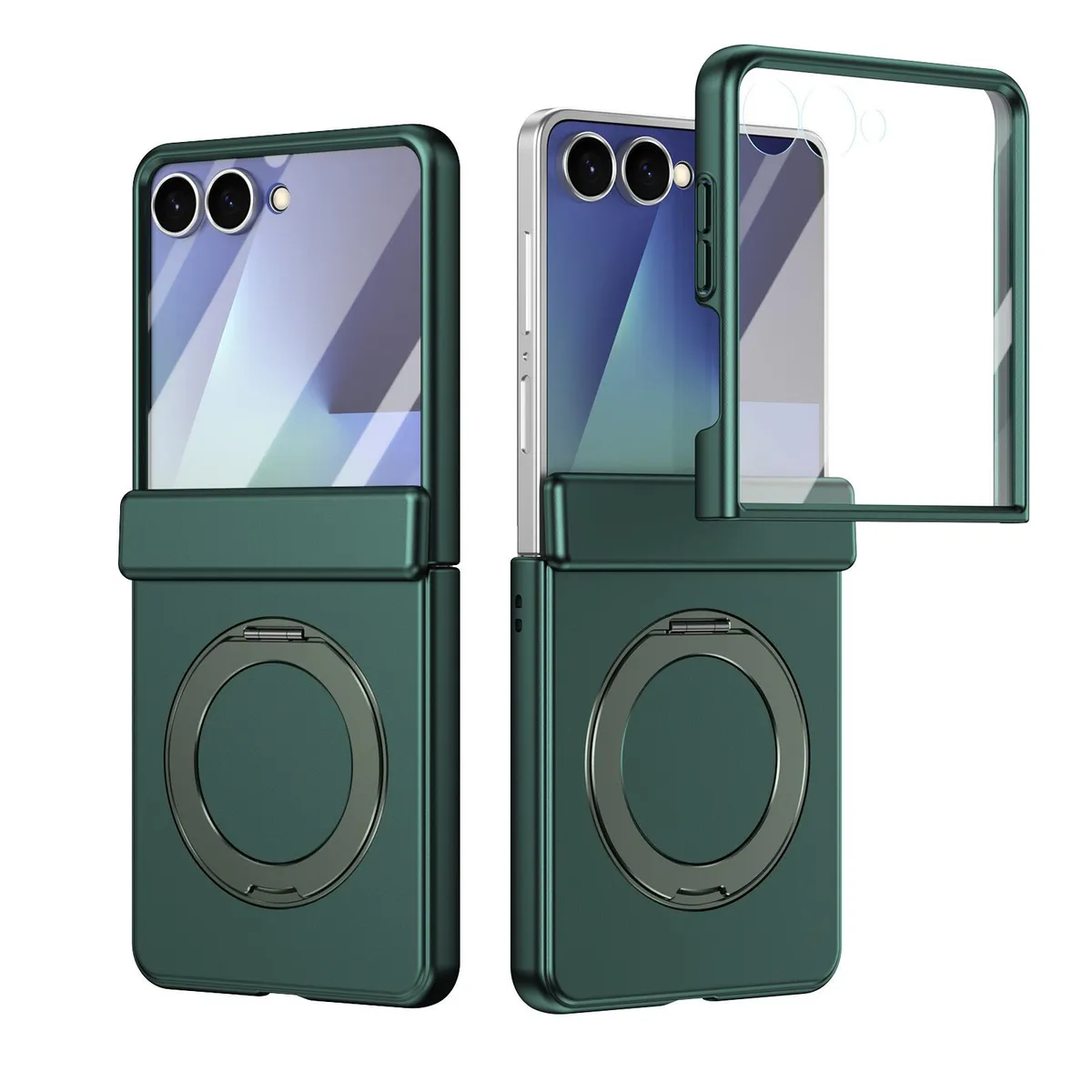 SNAPFIT Case Compatible With Samsung Galaxy Z Flip8 Flip 8 Ultra Hard Case 360° Rotating Stand Hinge Protection Slim Armor Shockproof Casing Bulit In Screen Protector — Black