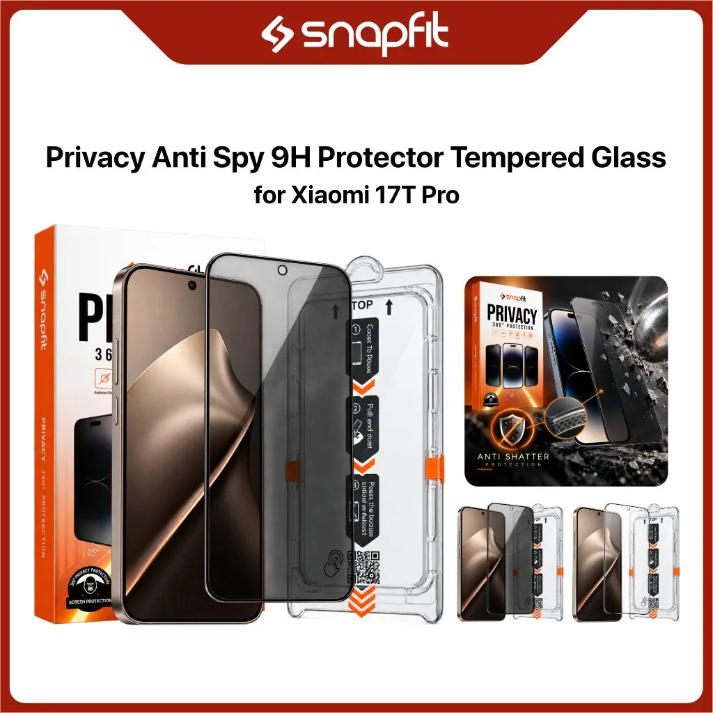 SNAPFIT Tempered Glass Xiaomi 17T Pro Anti Spy 9H Protective Glass — Glass Full + Lens / Xiaomi 17T