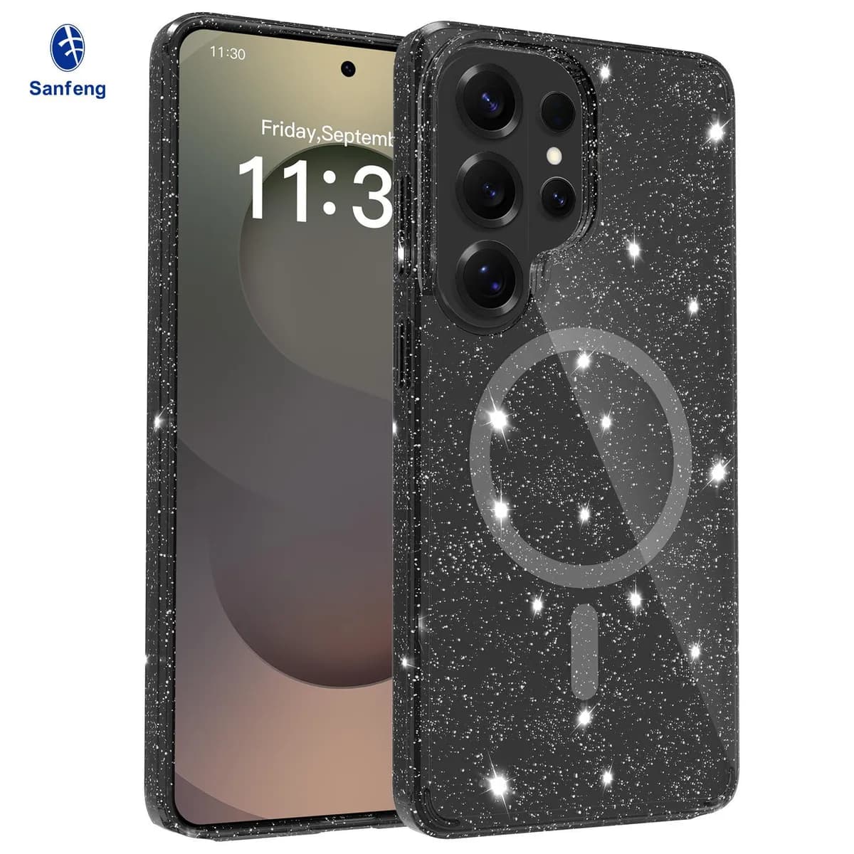 SNAPFIT Case for Samsung Galaxy S26 Ultra Plus SNAPFIT Glitter Hardcase MagSafe Magnetic Cloud Mirror Protective Cover Casing - Primary Focuss ā Glitter Black / S26 Ultra