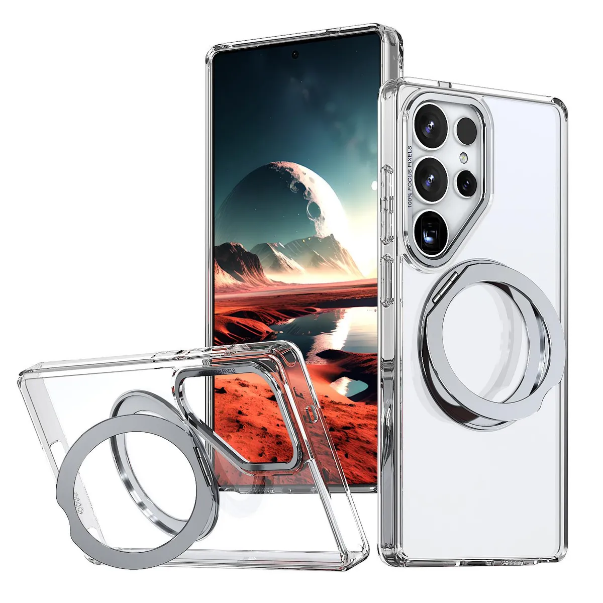 SNAPFIT Case Compatible for Samsung S26 Ultra SNAPFIT 360° Rotating Magnetic Ring Stand Wireless Protection Hard Cover — Black / S26