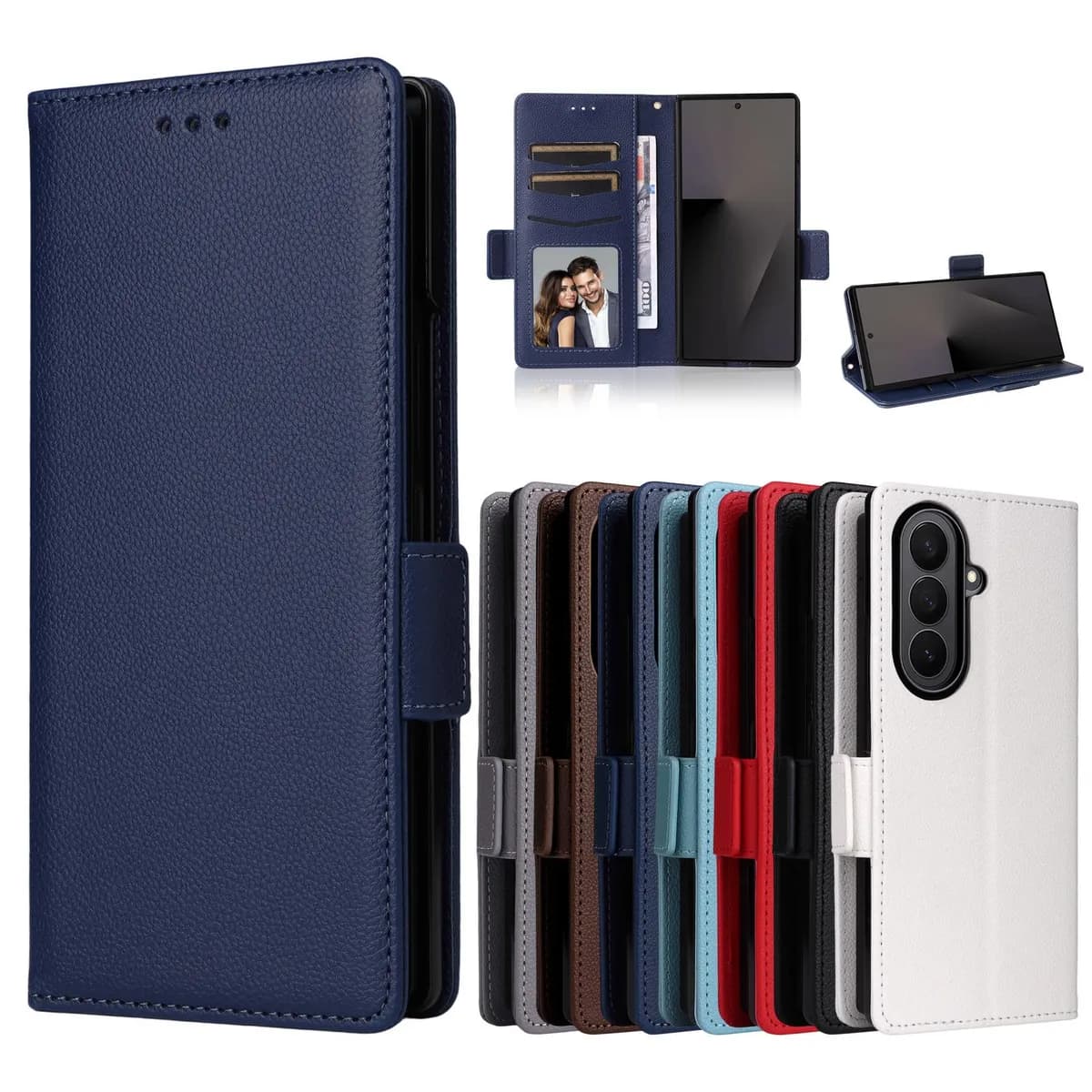 SNAPFIT Case Compatible with Samsung Galaxy S26 Ultra SNAPFIT Mobile Phone Leather Case Foldableing 7Th Generation Protective Case 4/5/6 Mobile Phone Case Flip Card Wallet — Black