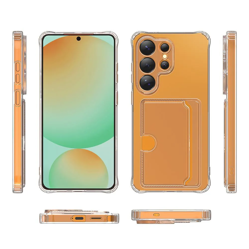 SNAPFIT Case Compatible Samsung Galaxy S26 Ultra Plus Soft TPU Clear Card Holder Slot Kartu Transparent Protective Cover Casing — Clear Side Card / Samsung S26