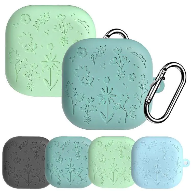 SNAPFIT Case Samsung Galaxy Buds 4 / 4 Pro 2026 Silicone Flower Emboss Carabiner